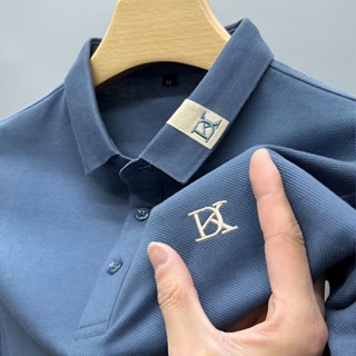 Pólo de lapela comercial de alta qualidade Camisa de manga curta masculina de manga curta Trendy Colarinho bordado simples meia manga