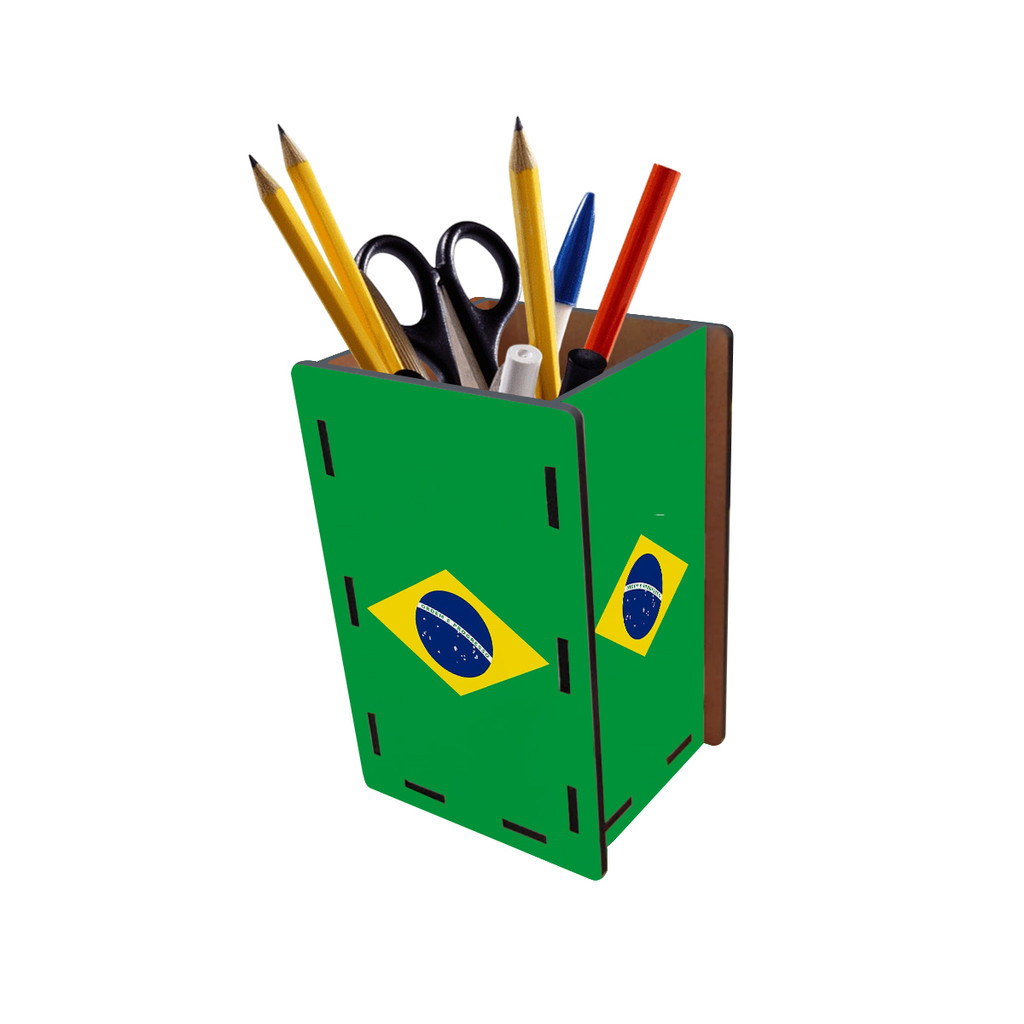 Porta Lápis e Canetas Bandeira do Brasil