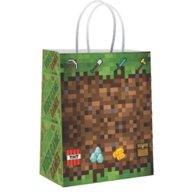 20 Sacola de Papel Festa Jogos Blocos 18x22 Decoração Festa Menino minecraft Pixel em Oferta na Shopee