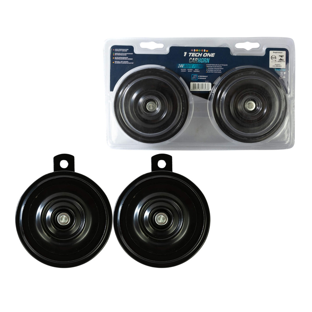 Par de Buzinas Automotivas 24v Xavequinho Dupla 2 Terminais Plast Grave/Agudo Tech One - PW-E-3005 em Oferta na Shopee