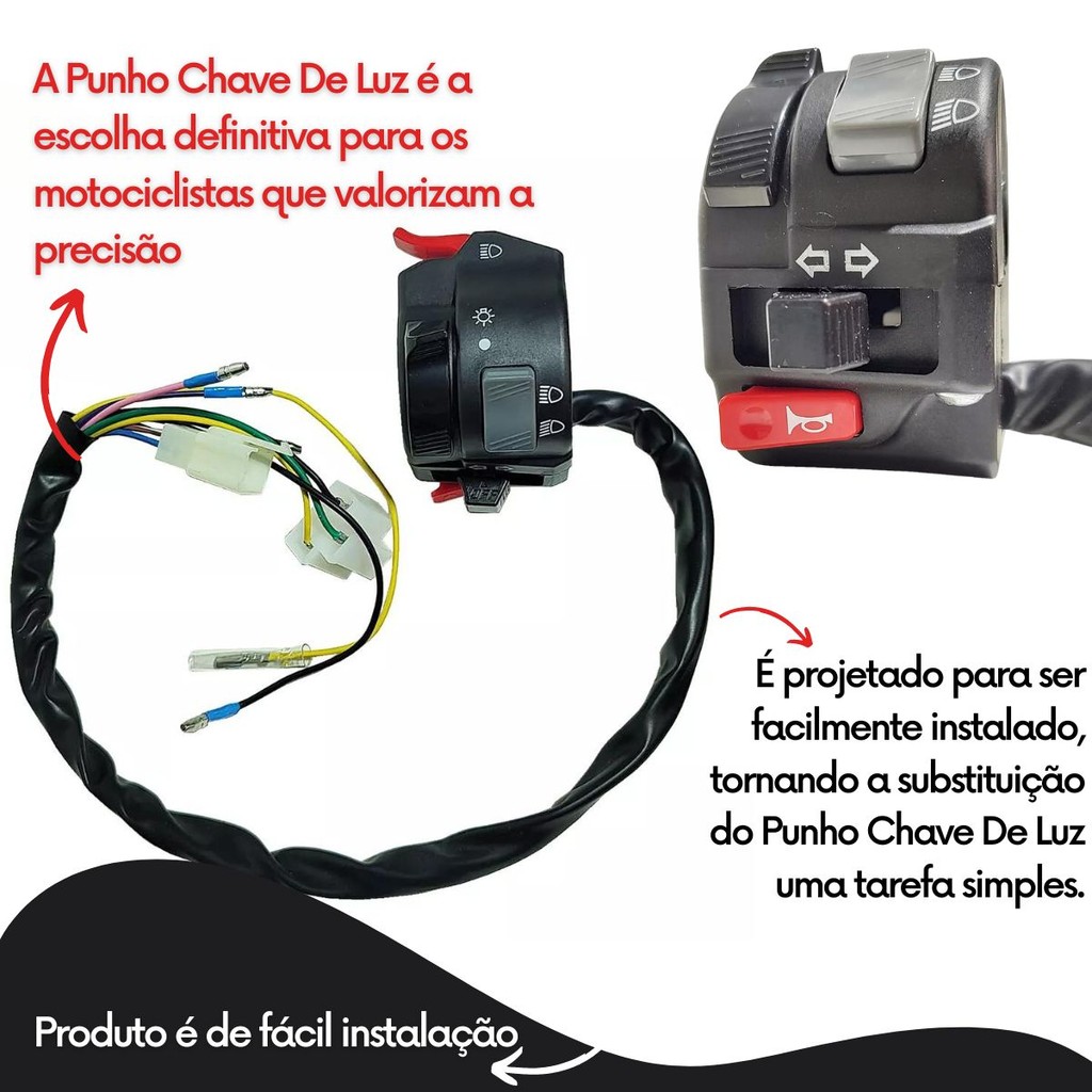 Punho Chave De Luz Seta Yamaha Ybr 125 Factor 2014 2015 2016 — imagem 2 de 2