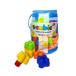 Sacola de Blocos de Montar Cubic Jr 80 Peças Tamanho Grande 3+ Anos Multikids - BR2276