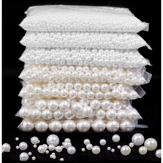 Pérola inteira ABS 500G Creme e Branco com furo Pedra para artesanato perolada colar pulseira brinco em Oferta na Shopee