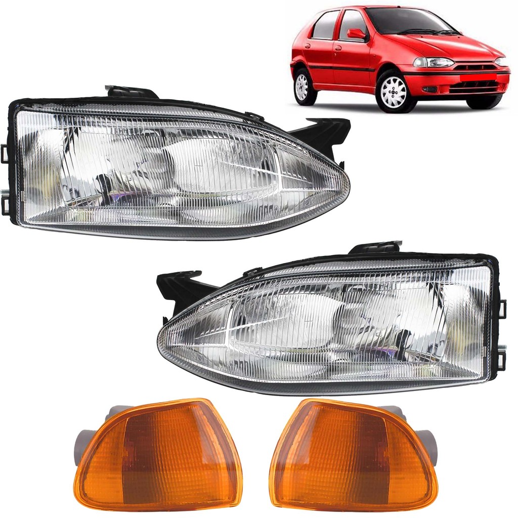 PAR Farol Lanterna Palio 1996 1997 1998 1999 2000 G1 AM PC Cromado em Oferta na Shopee