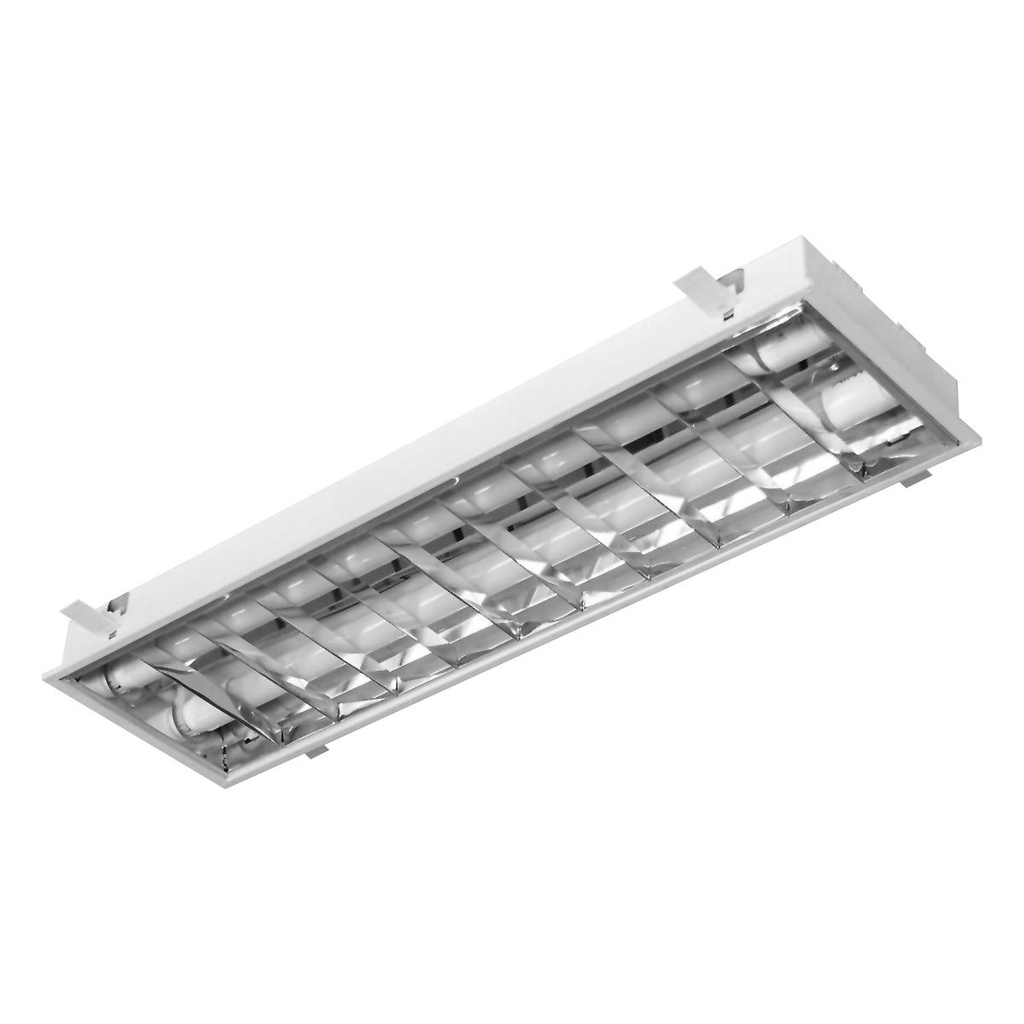 Luminária  embutir 4xT8 60cm c/aleta alumínio
