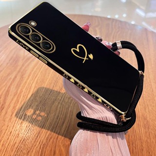 Galaxy S23 Transversal Cordão Capa De Silicone Para Telefone Samsung S24 Plus S23 FE S24 S23 Ultra M13 M14 M42 Gemini Amor