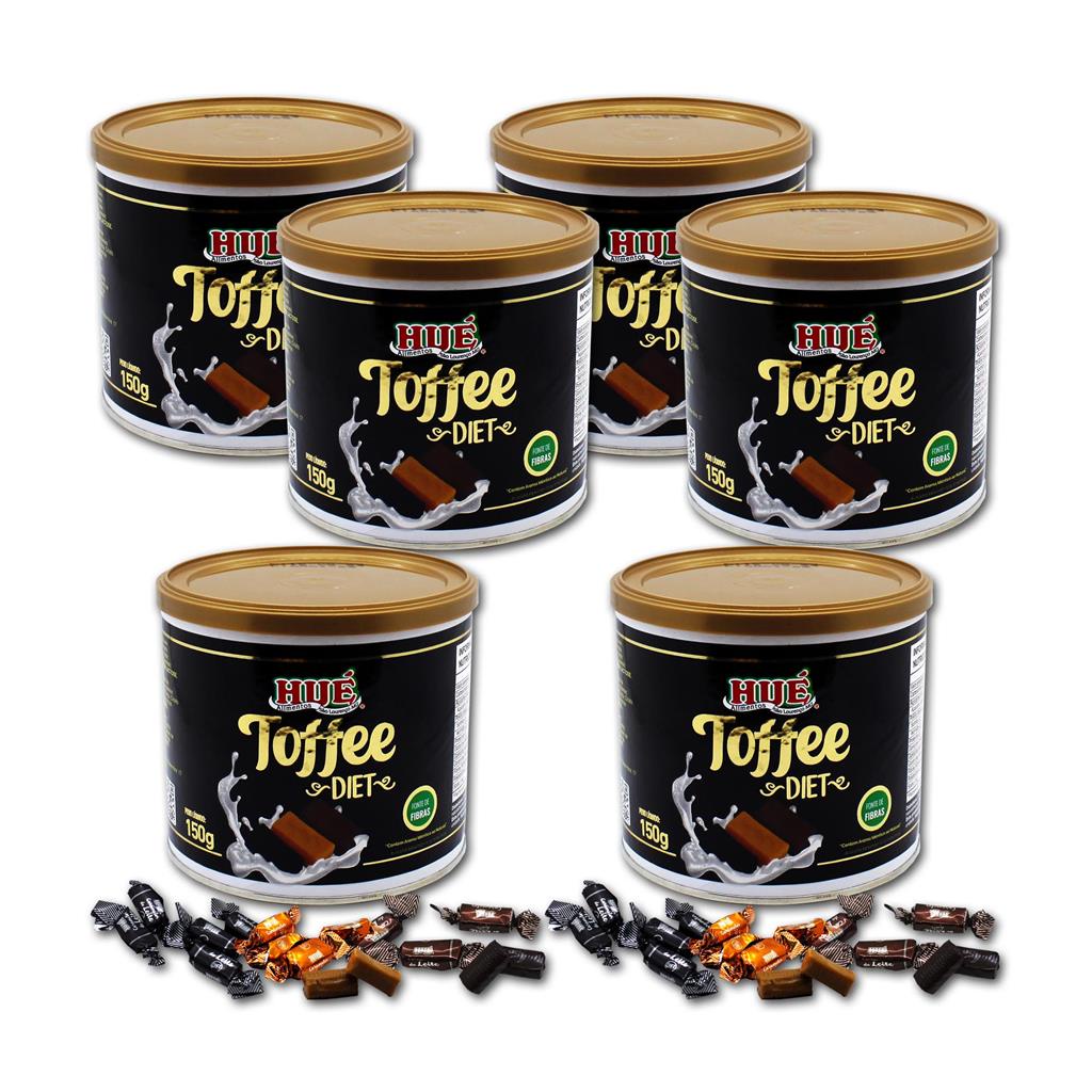 TOFFEE MISTO DIET HUE 150G SABORES CAFE LEITE CHOCOLATE 6 UN