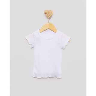 Blusa Bebê Manga Curta Canelada Branca