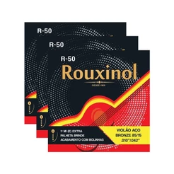 Kit 3 Encordoamento Violão Aço R50 Rouxinol .010” PRR50L