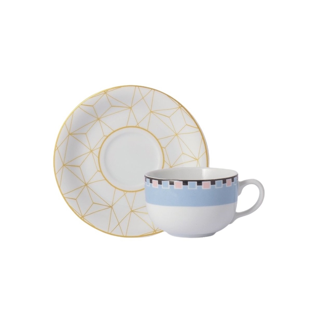 Xicara Café Com Pires 100ml Porcelana Schmidt - Dec. Pantanal 2391