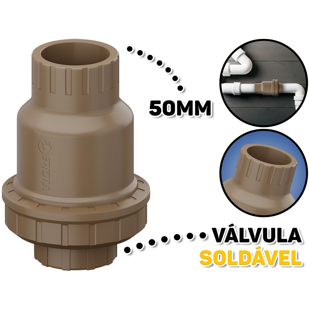 Válvula de Retenção Soldável 50mm CB Tigre 27957188 em Oferta na Shopee