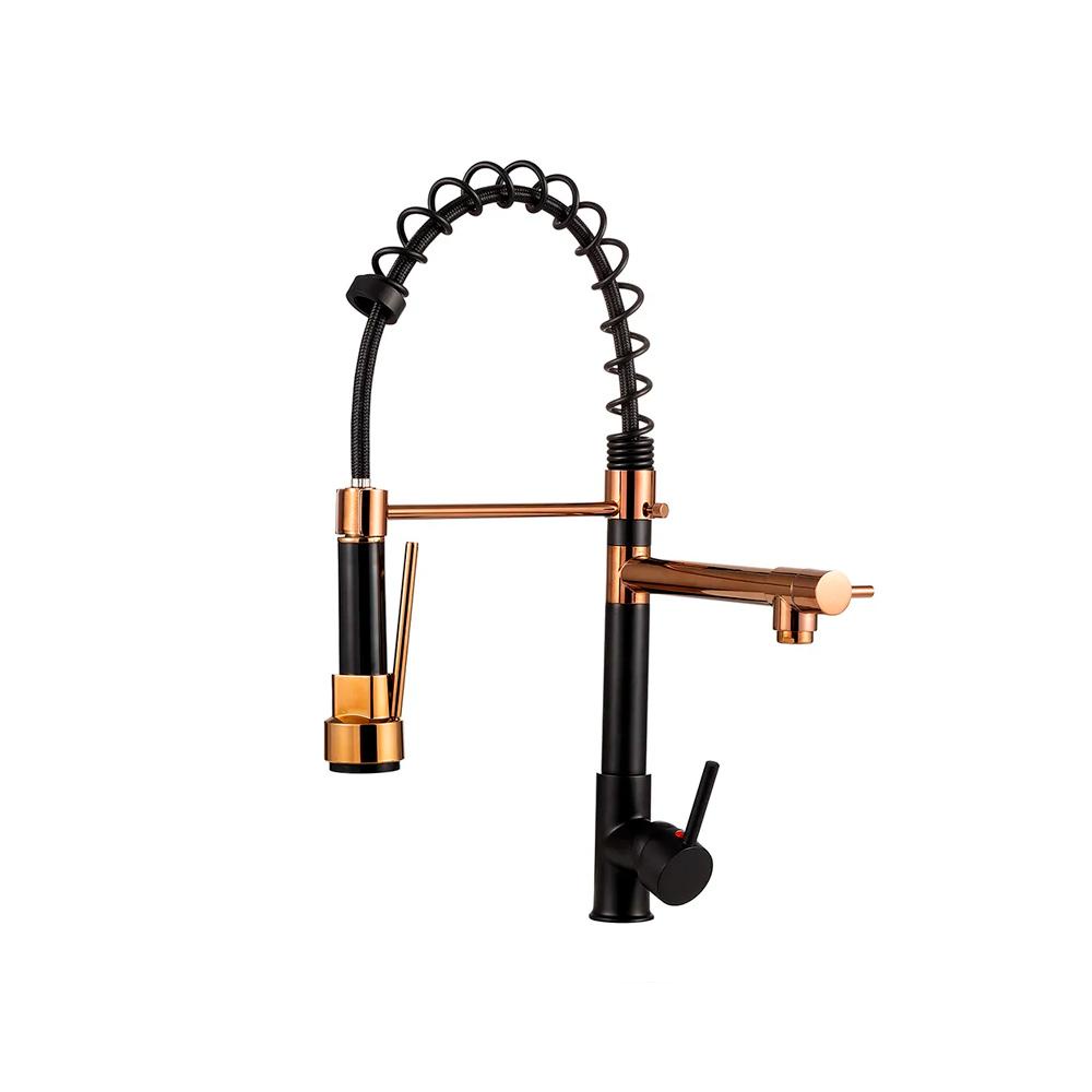 Torneira para cozinha Gourmet Misturador Monocomando Munim Pingoo - Dourado Rose e Preto em Oferta na Shopee