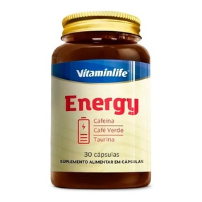 Energy Cafeína Café Verde E Taurina - 30 Caps - Vitaminlife