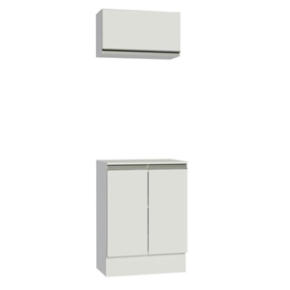 Kit Armário de Cozinha 60 cm 100% MDF 2 Portas e 1 Suspensa Branco Smart Madesa em Oferta na Shopee