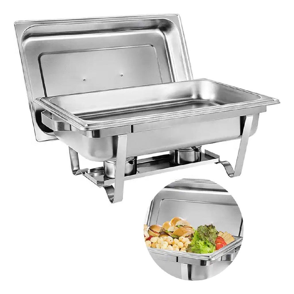 Rechaud Inox Retangular 9 Litros C/ 1 Cuba Gn Banho Maria