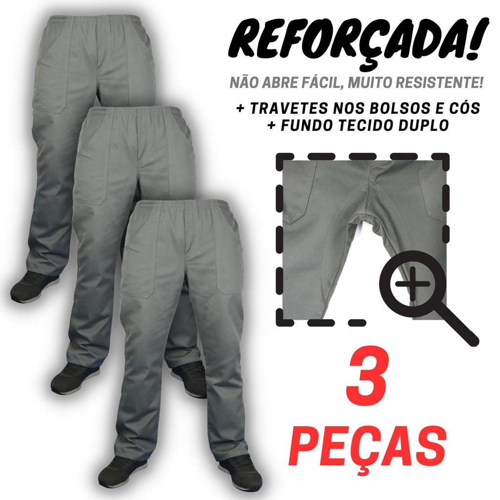 KIT - 3 - CALÇA REFORÇADA! Brim pesado!  uniforme profissional construção civil trabalho pesado
