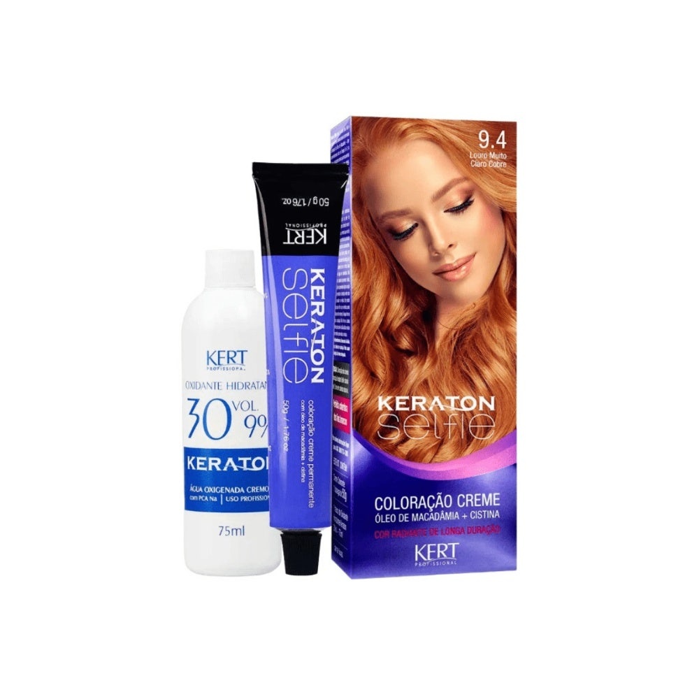 Tintura Keraton Selfie 9.4 Louro Muito Claro Cobre 50gr em Oferta na Shopee