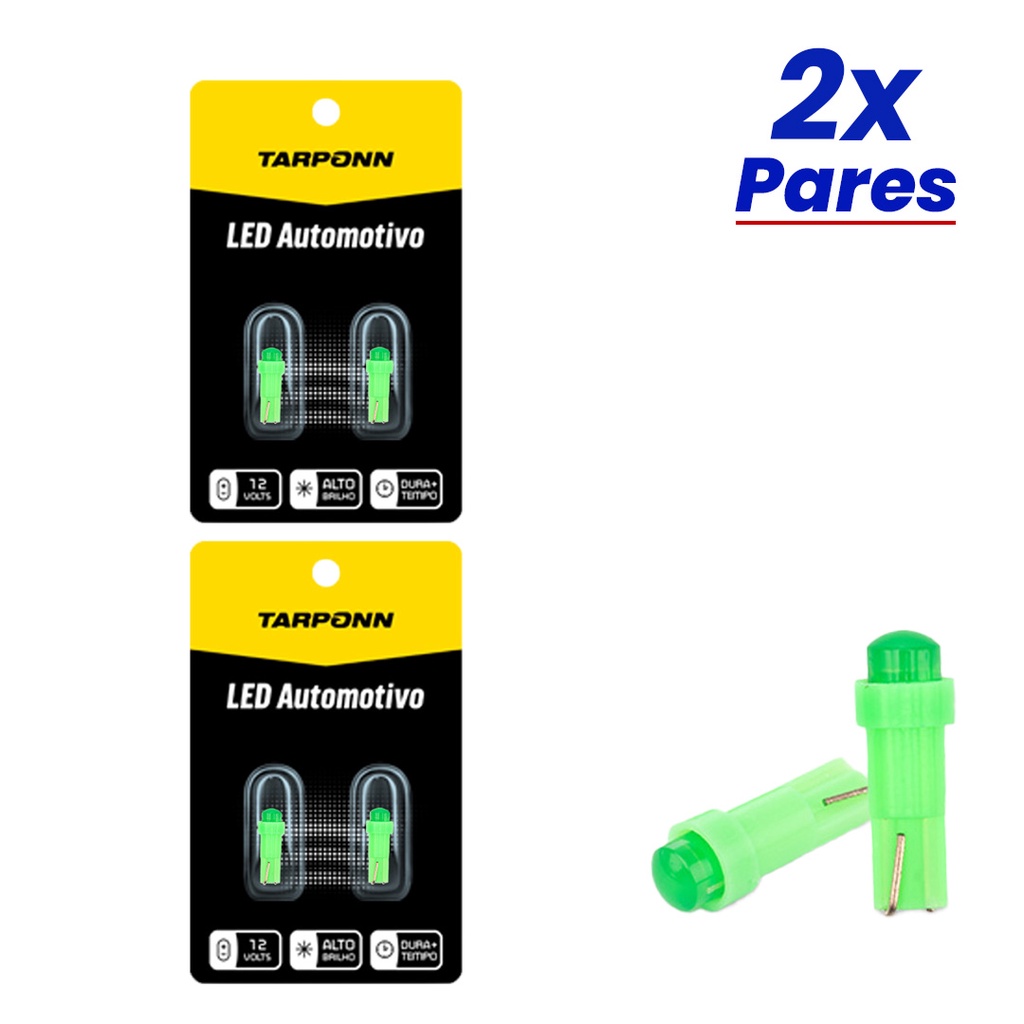 Kit 4 Lâmpadas Led Painel Pinguinho T5 Verde 12v Tarponn em Oferta na Shopee