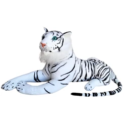 Tigre Branco de Pelúcia Realista Grande Decoração Safari