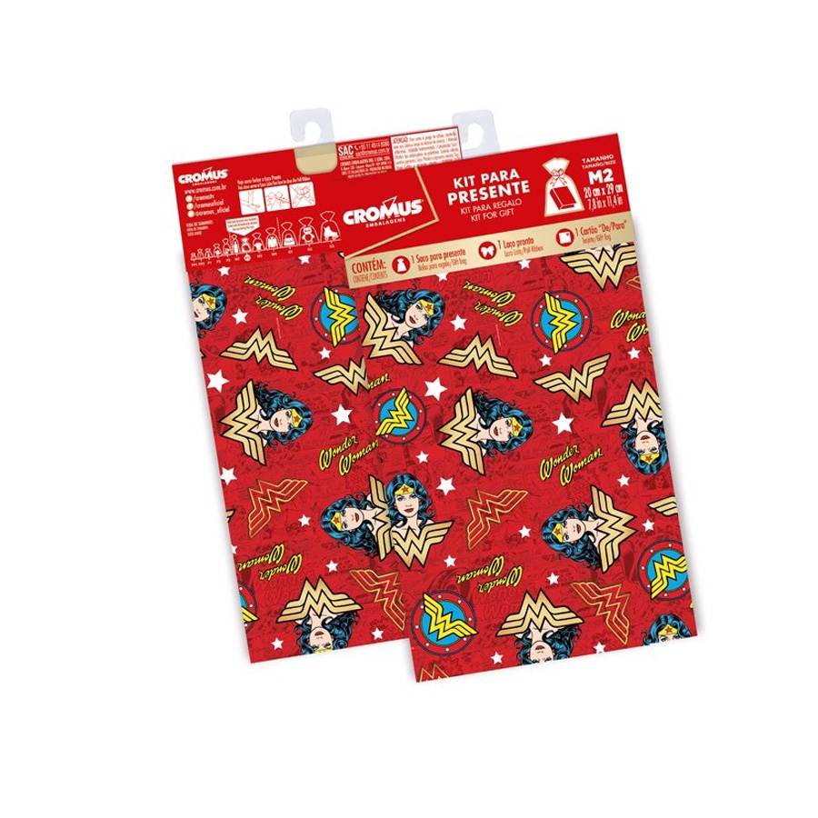 Saco para Presente e Lembrancinha Mulher Maravilha 45x59cm - 1 unidade - Cromus - Rizzo