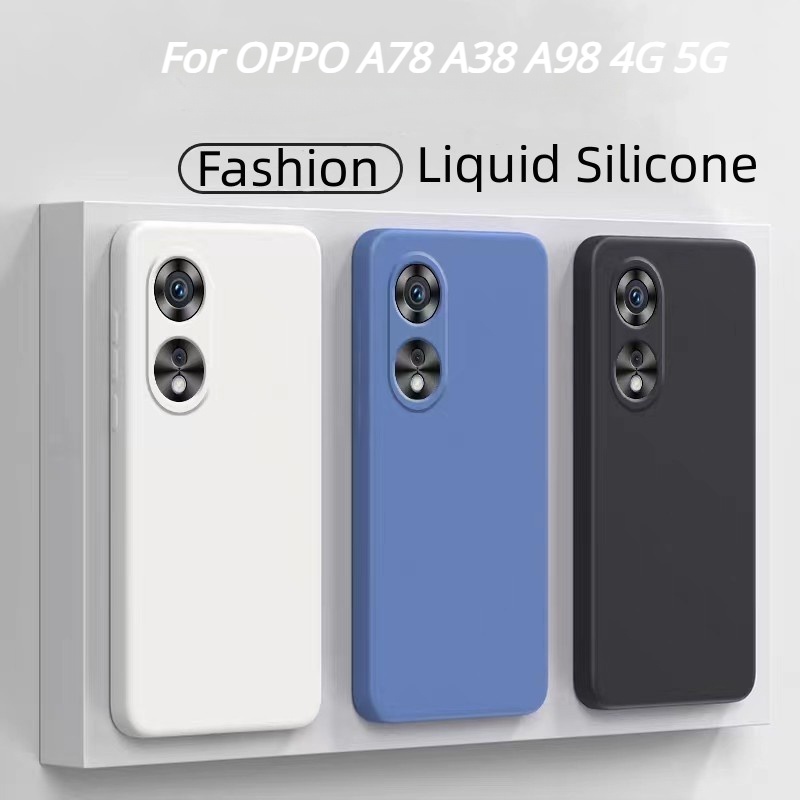 Capa De Silicone Macia Quadrada Simples Líquido TPU Para Telefone OPPO A78 A58 A60 A38 A18 A77S 4G 5G Proteção Da Lente