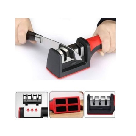 1 Afiador Amolador De Facas Em Aço Inox Com 3 Borda Profissional Base Emborrachado Promoção