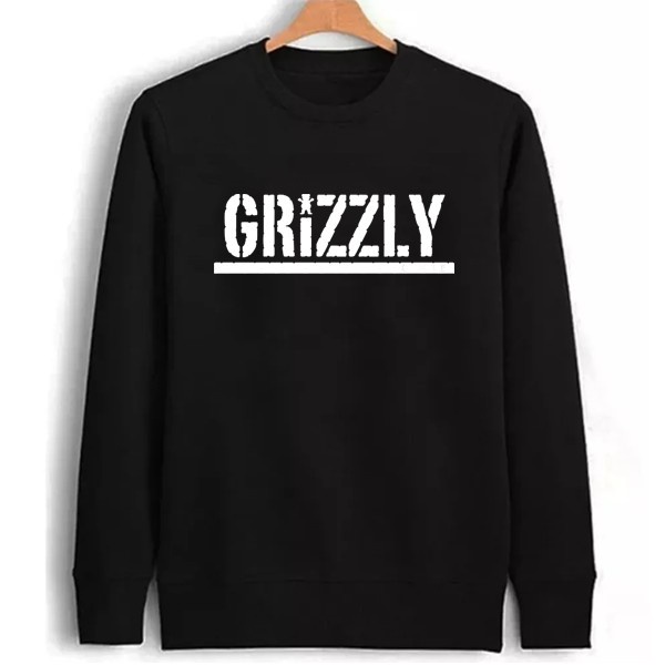 Moletom Careca Blusa Grizzly Logo Skate Urso Moda Estilosa Gola Redonda Flanelado Oferta Hoodie