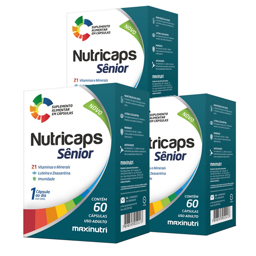 Kit 3 Nutricaps Sênior Polivitaminico 60 Capsulas Maxinutri Maxinutri
