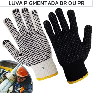 Luva Pigmentada de Malha Tricotada de Algodão Branca ou Preta Obras Construção Mecânica Jardinagem. em Oferta na Shopee