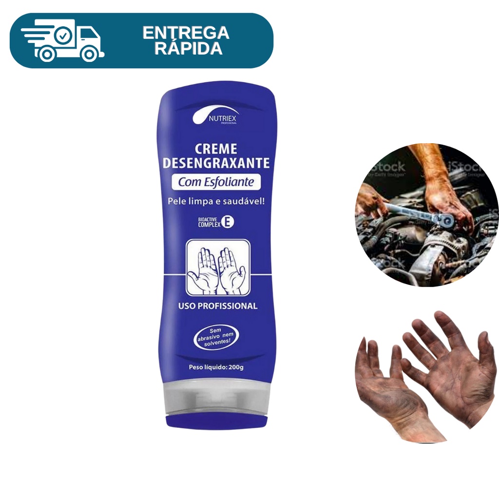 Creme Desengraxante Com Esfoliante 200g Nutriex Limpeza Das Mãos Remove Graxa Óleo Poeira Pó
