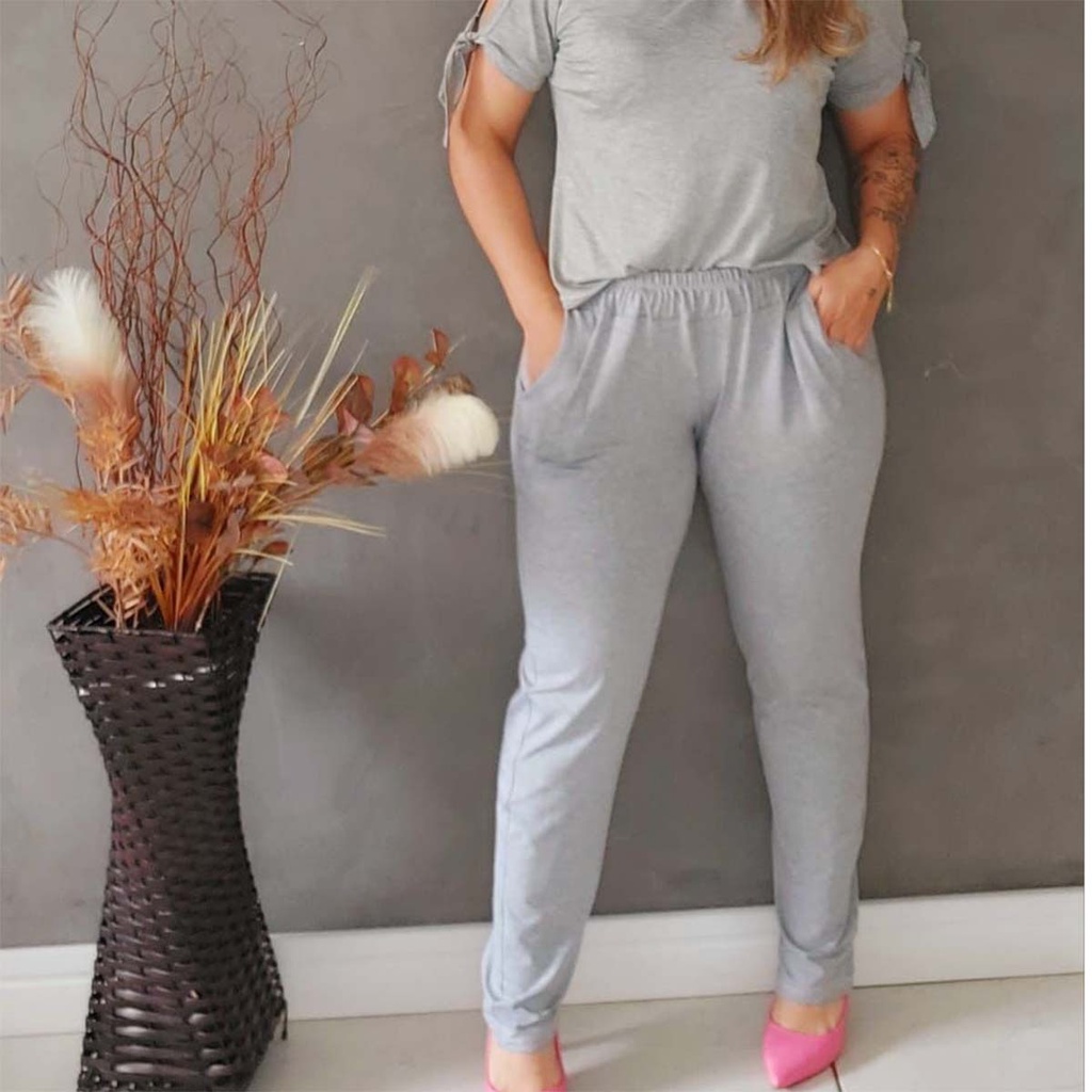 Calça Feminina Viscolycra com Bolso Lisa Básica