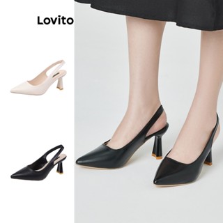 Lovito Scarpin Básica Lisa Casual para Mulheres L69AD099 (Branco/Preto)