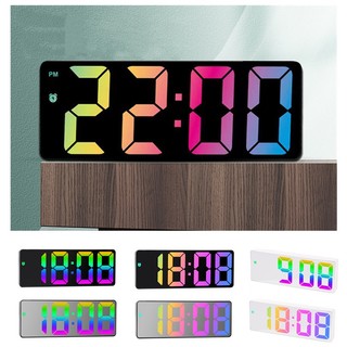 Relógio Digital LED De  Tela Grande Colorido Com Tempo Mesa Data