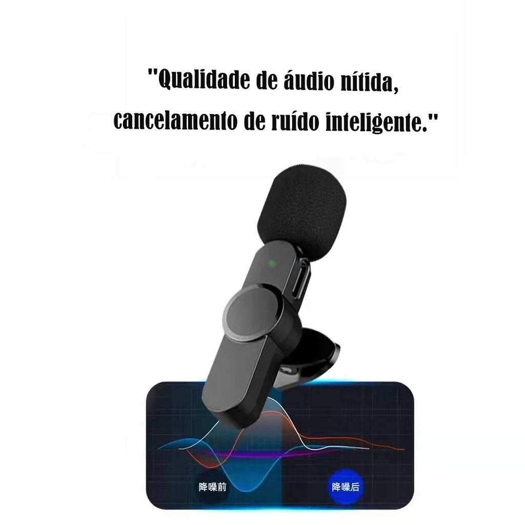 Microfone de Lapela Sem Fio Vlog Compatível iPhone Su — imagem 2 de 2