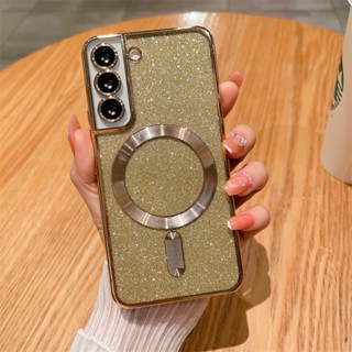 Capa Magnética Brilhante De Luxo Para Telefone Samsung Galaxy S23 Plus S23 Ultra S22 S21 S21FE Com Proteção Da Lente Câmera Macia À Prova De Choque
