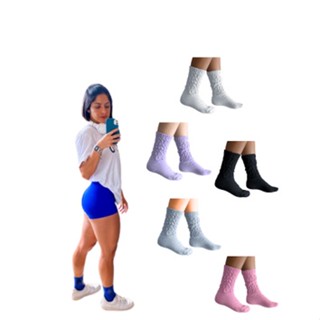 kit Meia Feminina 05 Pares Aerobica Academia Fitness Lisas Exercicio