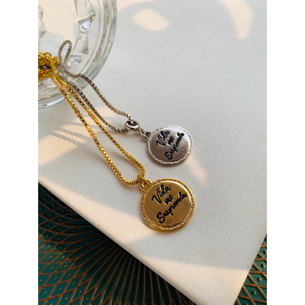 Colares chocker Vida me surpreenda a Ouro e Prata Semi Joia Verniz Italiano