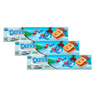 Kit 3 Biscoito Recheado Danix Sabor Choco-Shake 130g