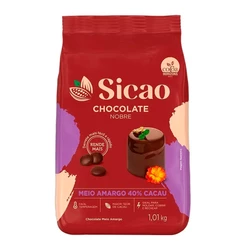 Chocolate Nobre Meio Amargo - Gotas - 1,01 kg - 1 unidade - Sicao - Rizzo