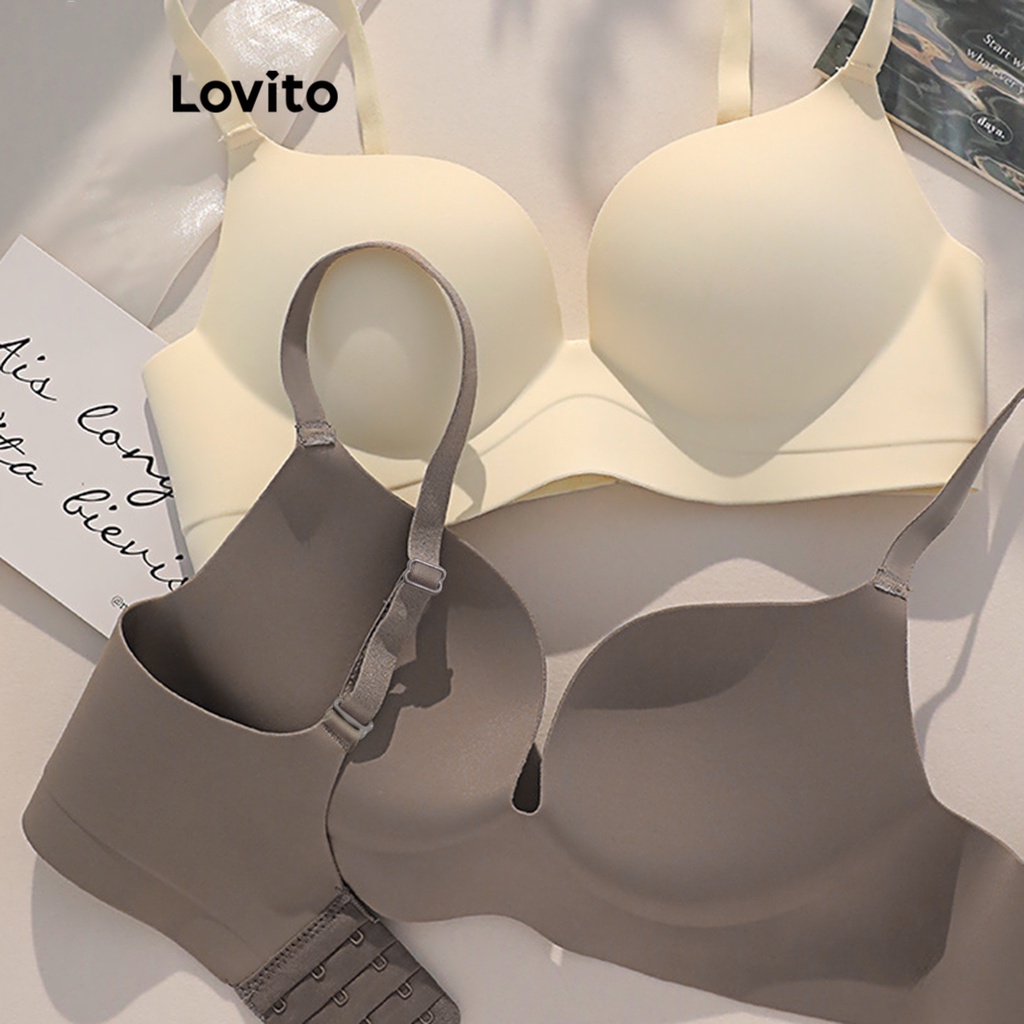 Lovito Casual Bralette Feminino Liso Básico LNE29182 (Multicolorido)