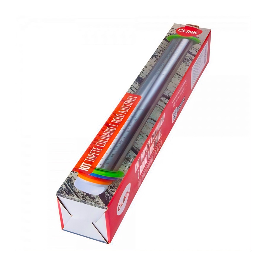 Kit Tapete Culinário com Rolo para Massas Ajustável - 44x7,3cm - 1 unidade - Clink - Rizzo - Home & Living