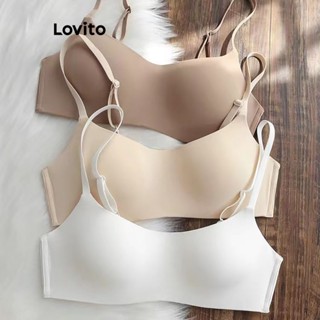 Lovito Sutiã Casual De Cintura Elástica Com Estrutura Lisa Para Mulheres LNE31266 (Damasco/Marrom/Branco/Preto)