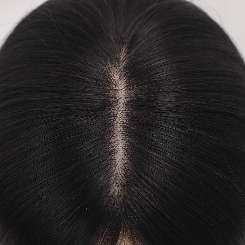 8 * 12cm Base De Seda 100 % Cabelo Humano Peça De Preto E Mocha Marrom Capa De Substituição Branco Respirável Peruca Leve