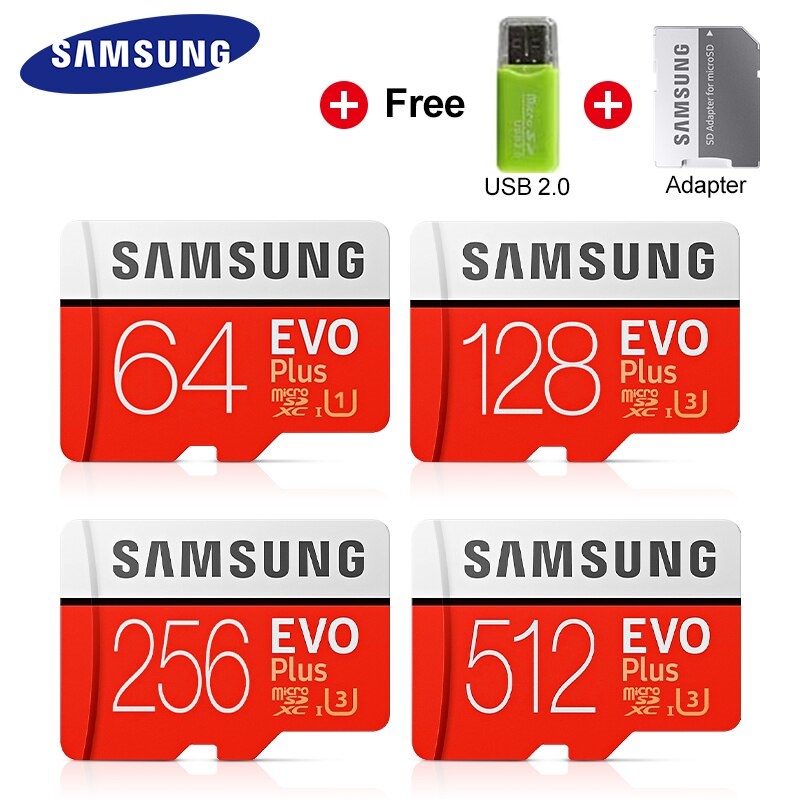 Cartão De Memória Samsung Evo Plus 32GB/64GB/128GB/256GB/512GB/1024GB Micro SDXC C10 U3 SD 95MB/s