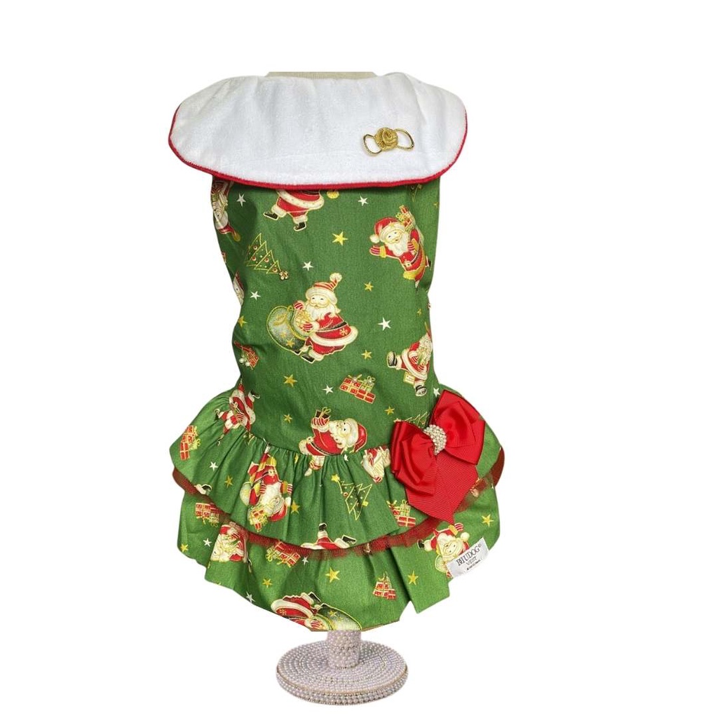 Vestido de Natal para cachorra e gata Noel Verde