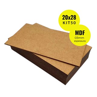 Kit 50 Placas Chapa de MDF 3mm Cru 20x28 A4 Para Quadro Artesanato Madeira Atacado Folha Retangular Corte Preciso Parede