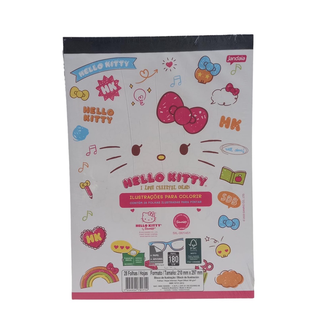 Bloco Ilustrações para Colorir Hello Kitty 28Fls Jandaia