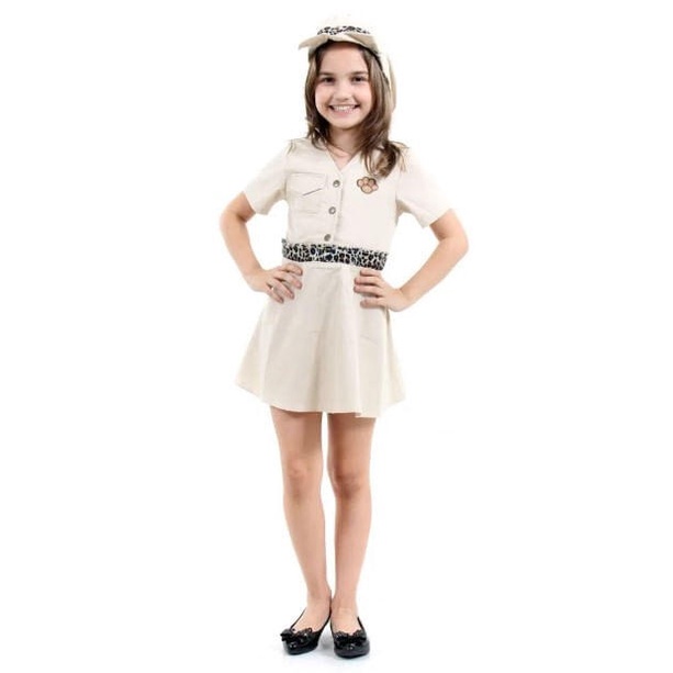 Fantasia Infantil Sáfari Vestido Com Chapéu Original Feminino em Oferta na Shopee
