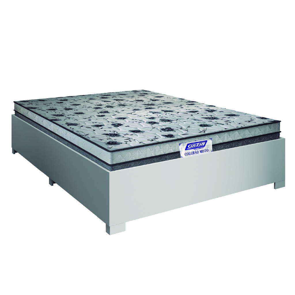 Cama Box Casal Desmontável com Colchão Espuma D33 Fort 138x188x56cm Cinza/ Branco Gazin -Suporta 120 em Oferta na Shopee