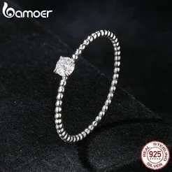 Bamoer 925 Sterling Sliver Ring Empilhável 0.1ct Moissanite Jóias De Moda Requintada Presentes Para Mulheres